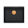 Quadron LOGAN 100 GraniteQ zlewozmywak pure carbon 56x45x21,5 cm 1-komorowy podwieszany z syfonem manualnym miedziany HQJ6045U7PVDC1U